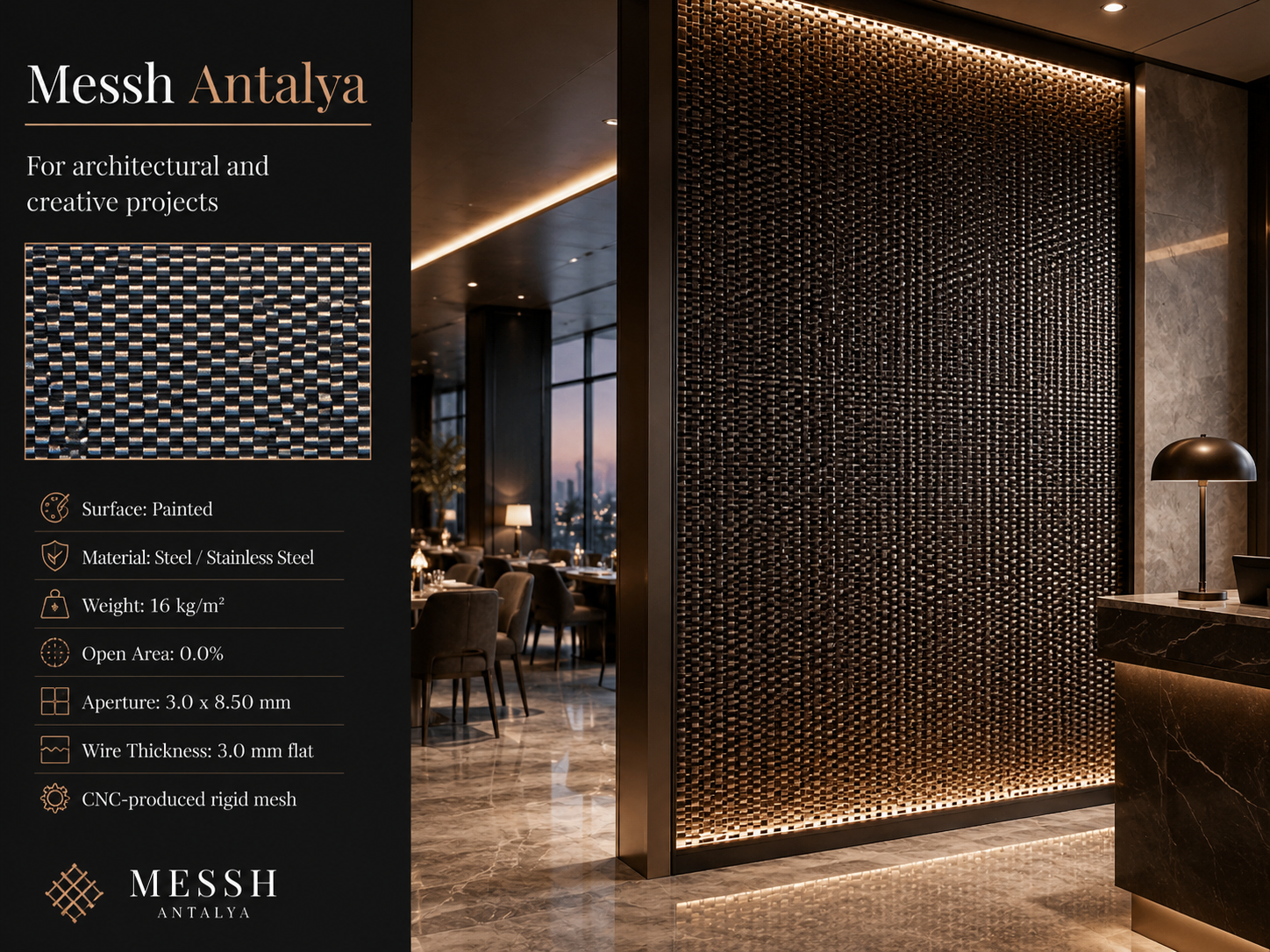 Messh Antalya – Decorative Woven Flat-Wire Metal Mesh