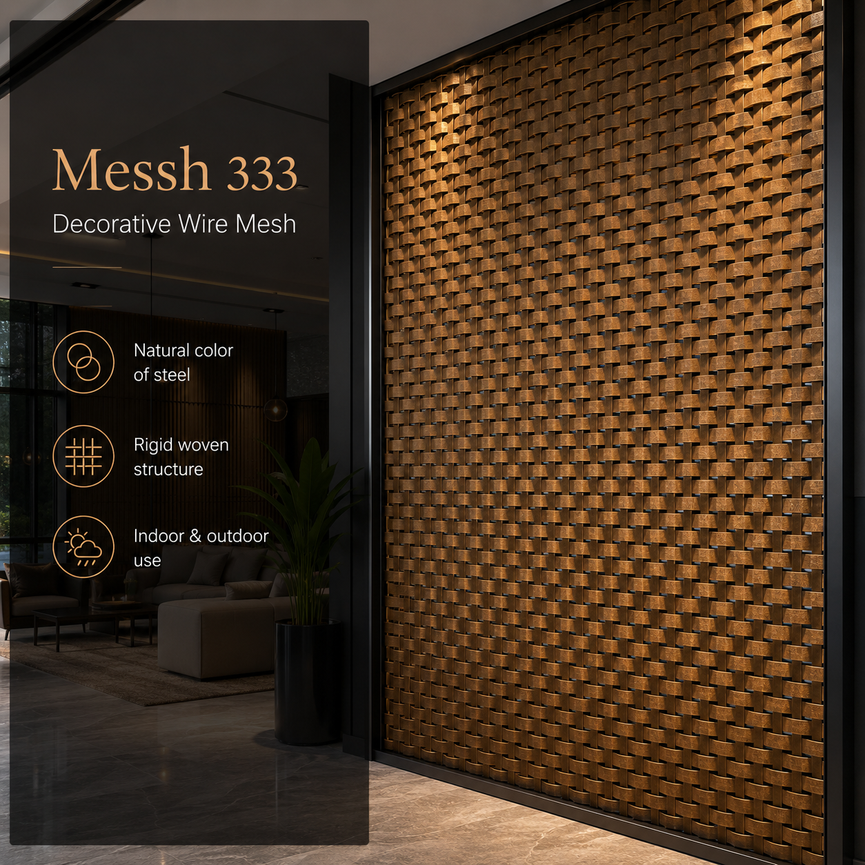 Messh 333 – Decorative Woven Flat-Wire Metal Mesh