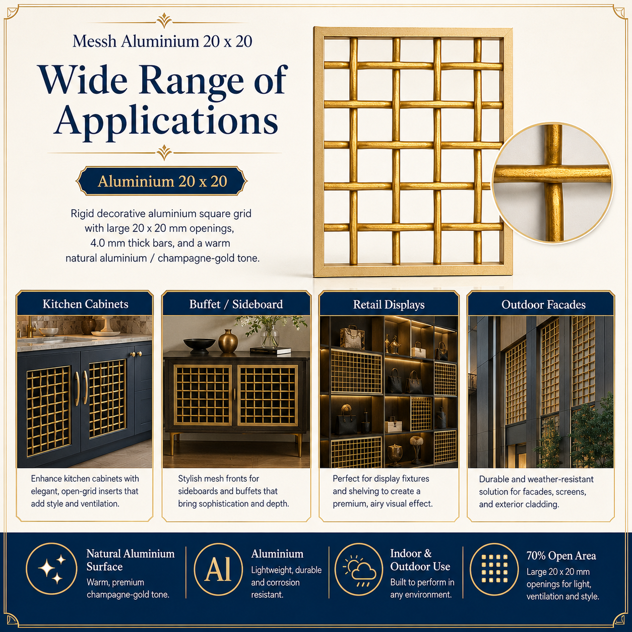Messh Aluminium 20x20 – Decorative Aluminium Wire Mesh