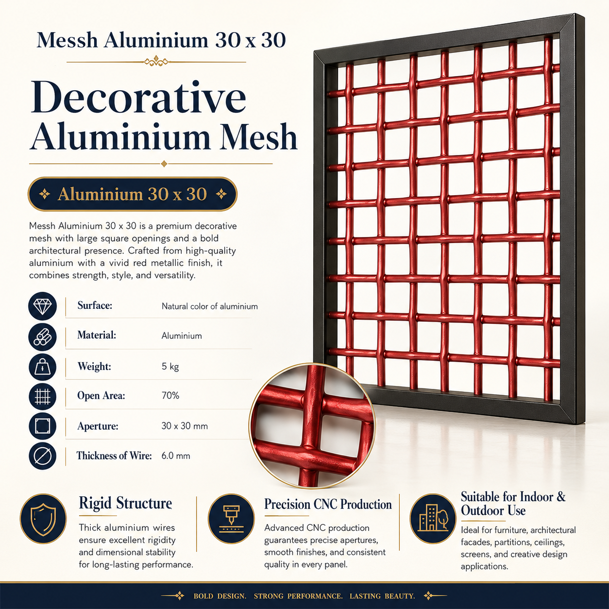 Messh Aluminium 30x30 – Decorative Aluminium Wire Mesh