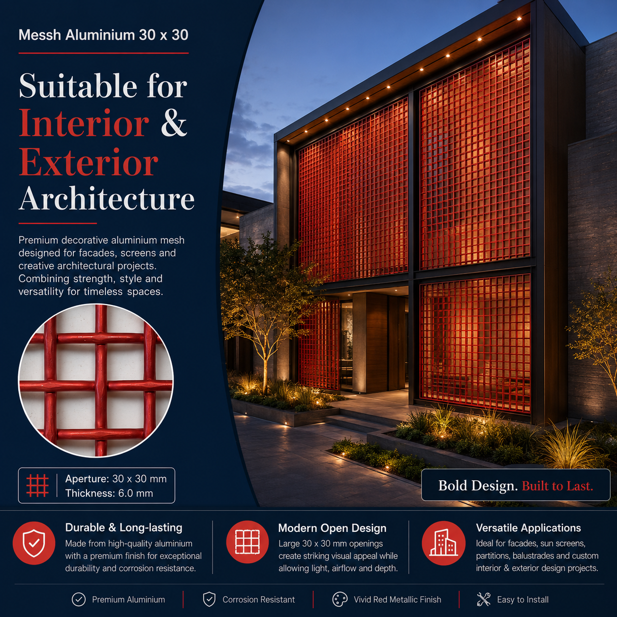 Messh Aluminium 30x30 – Decorative Aluminium Wire Mesh