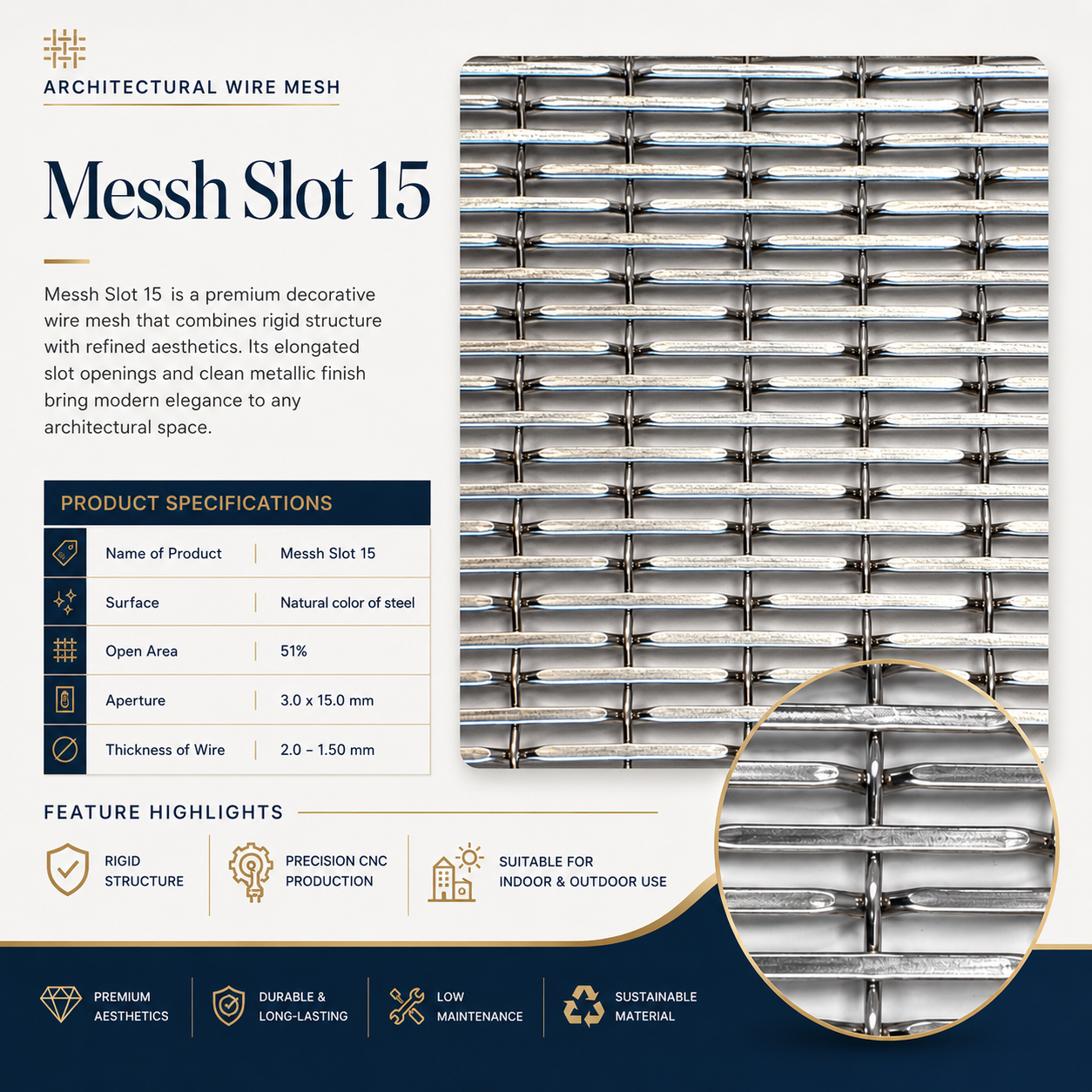 Messh Slot 15 – Decorative Slot Wire Mesh