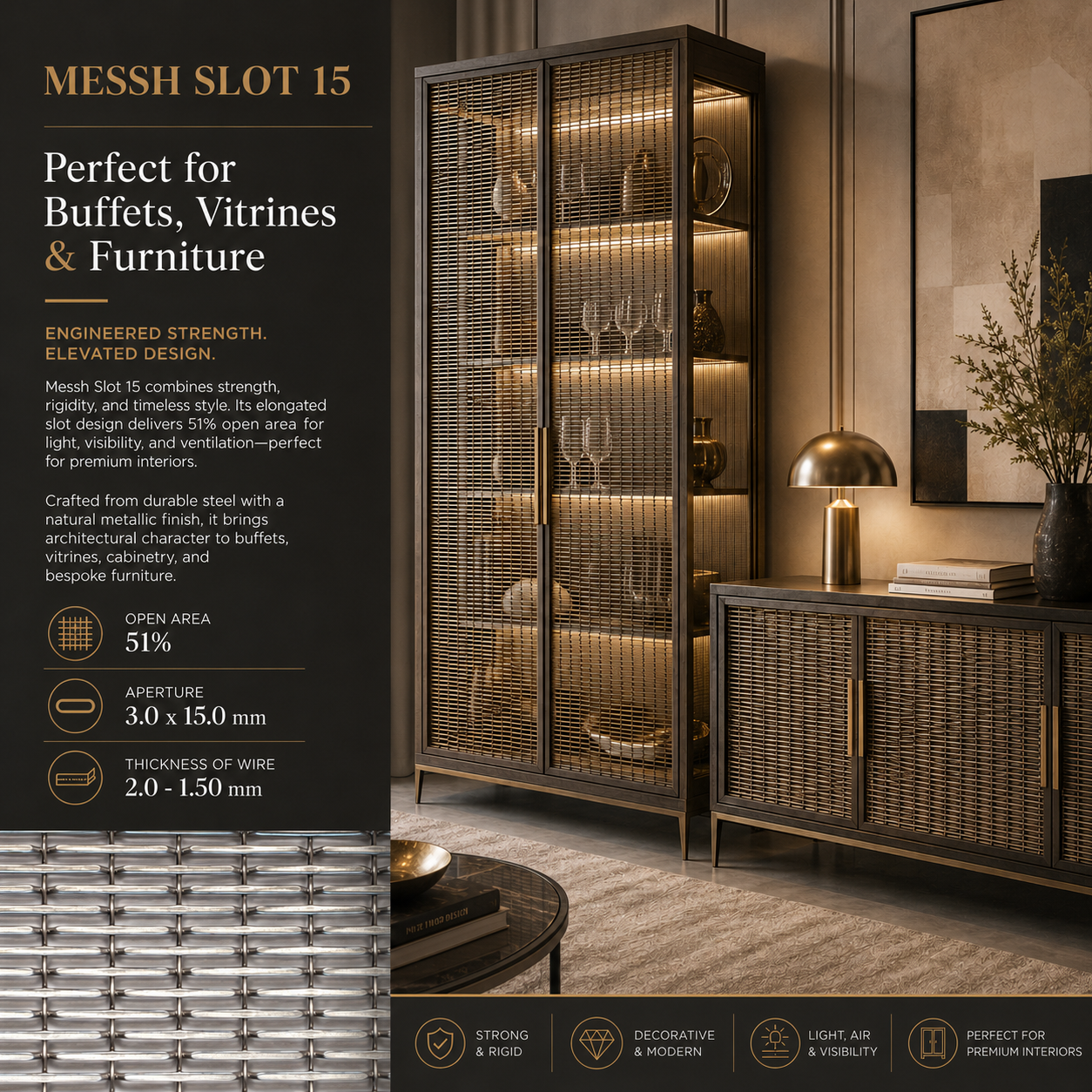 Messh Slot 15 – Decorative Slot Wire Mesh