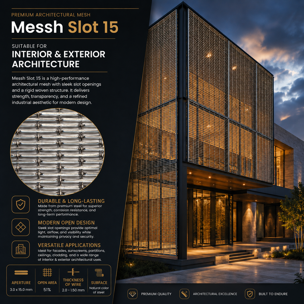 Messh Slot 15 – Decorative Slot Wire Mesh